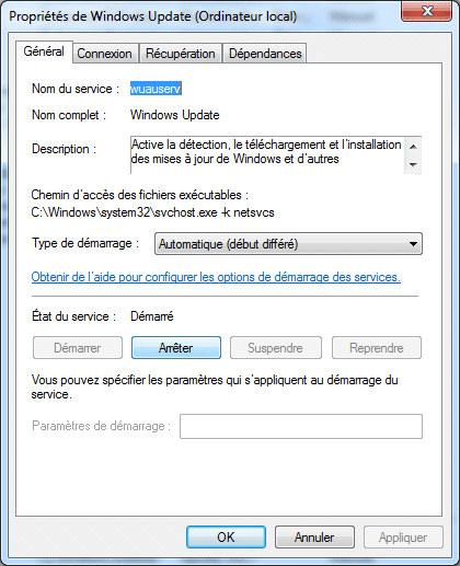 Services Windows Update Arreter 15 08 2016